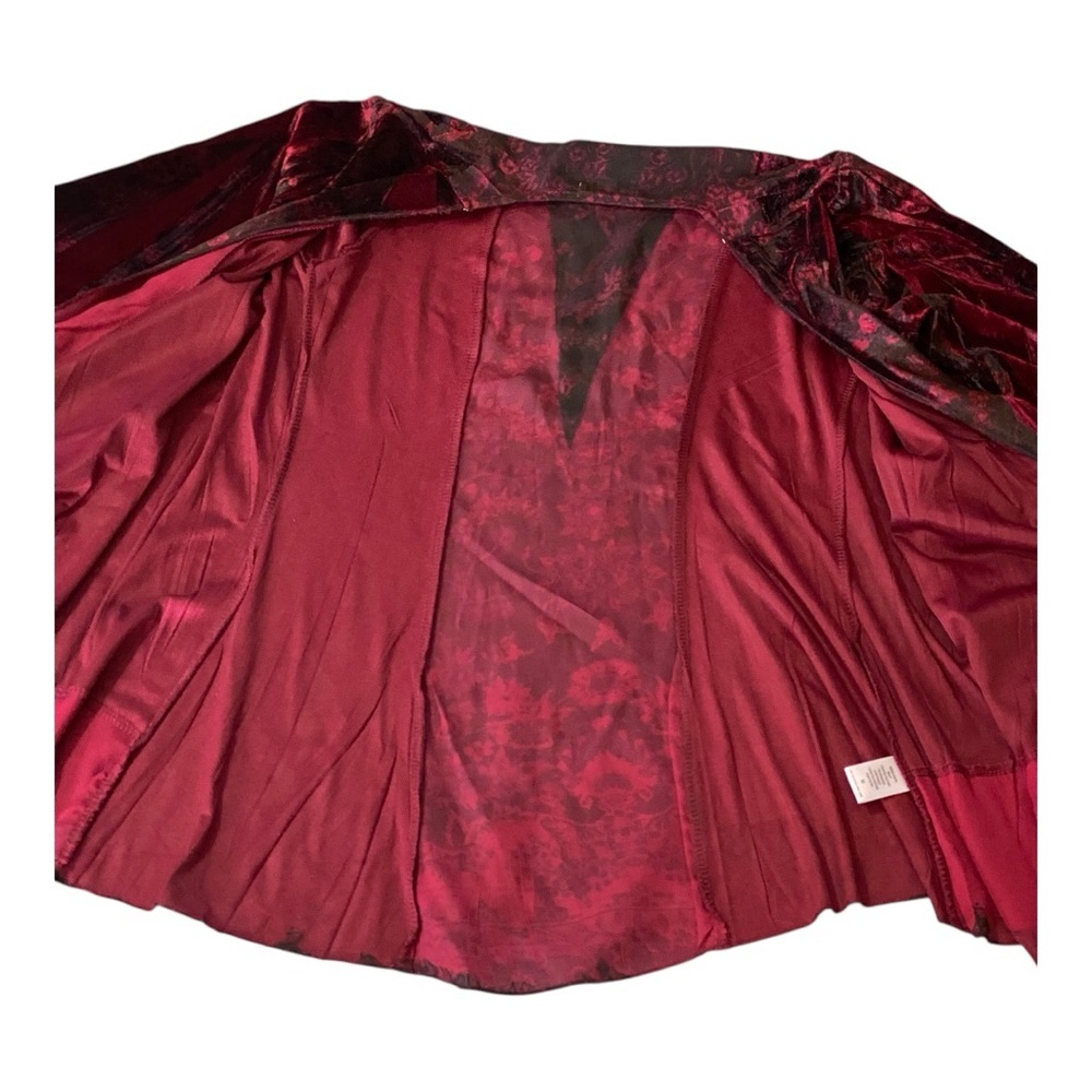One World Oxblood Velvet Burnout Kimono M Bell Sleeve Whimsigoth Witchy Goth - Picture 4 of 9